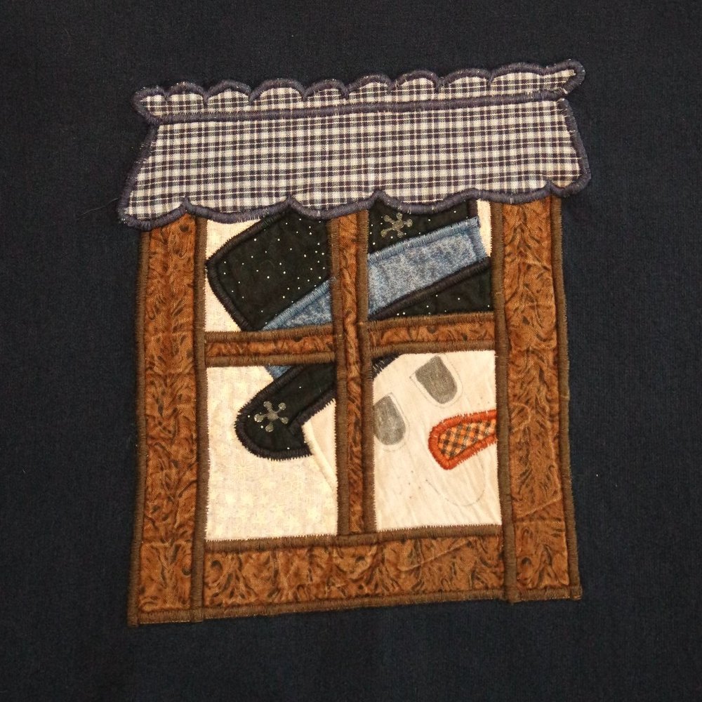 Snowman Peeking Window Winter Crewneck Sweatshirt